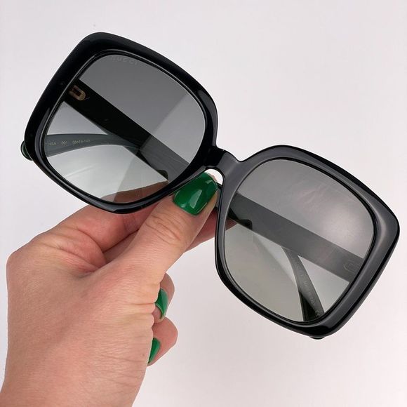 GUCCI Sunglasses GG0714SA 001 Black Green Red Square Women - Picture 1 of 9